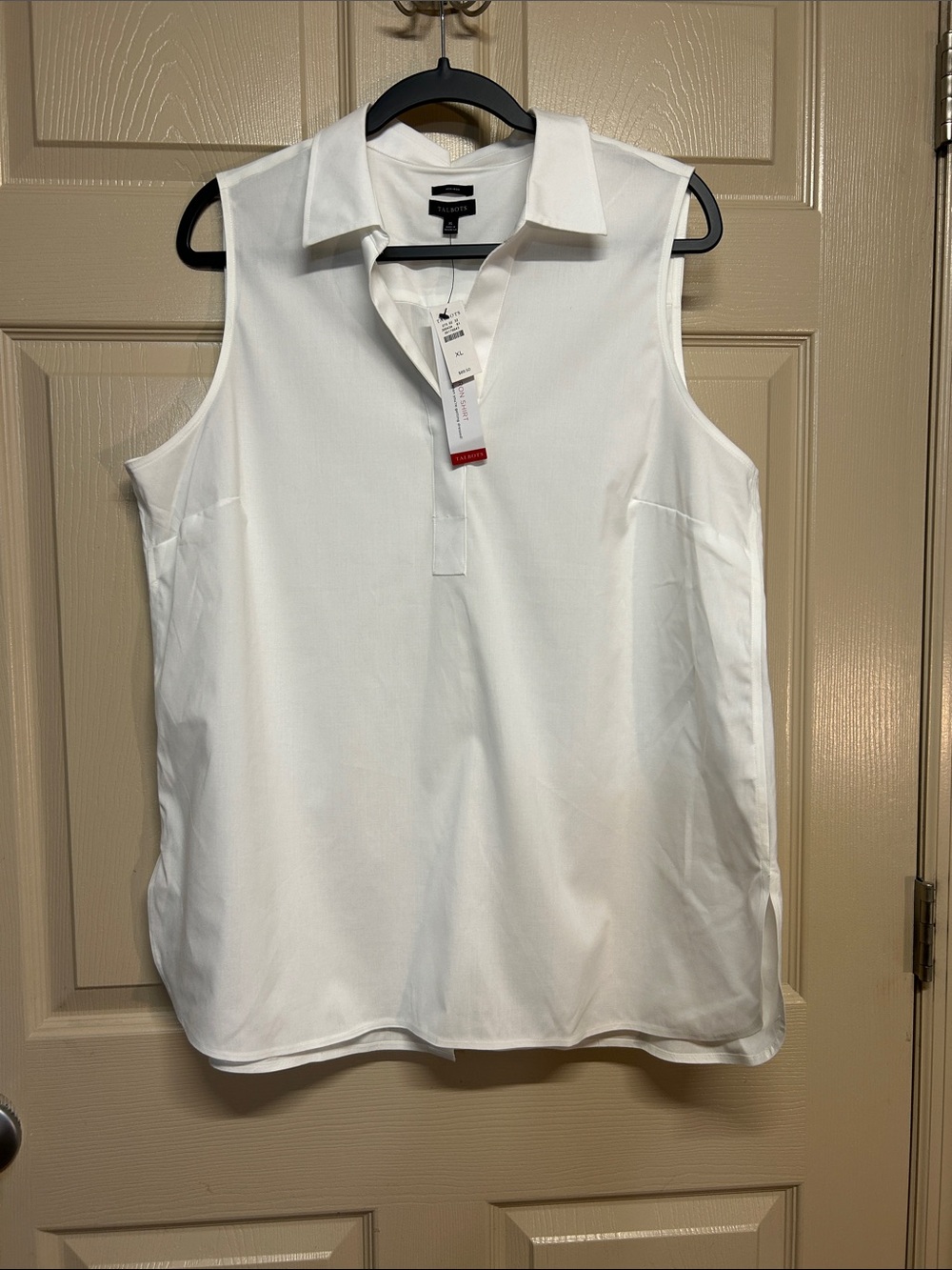 Talbots Sleeveless Non-Iron Popover Shirt White NWT Size XL